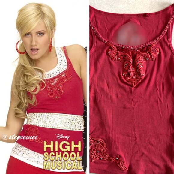2000s Red Ribbed Embellished Cami ASO Sharpay Evans - Picture 2 of 10